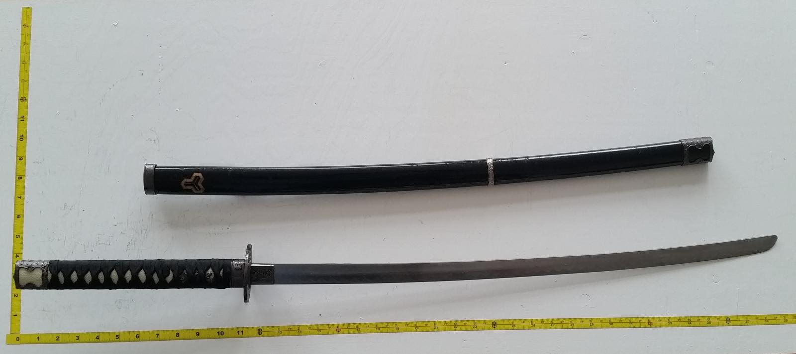 Large Katana with Sheath - NOT approved for blade-to-blade stage combat.