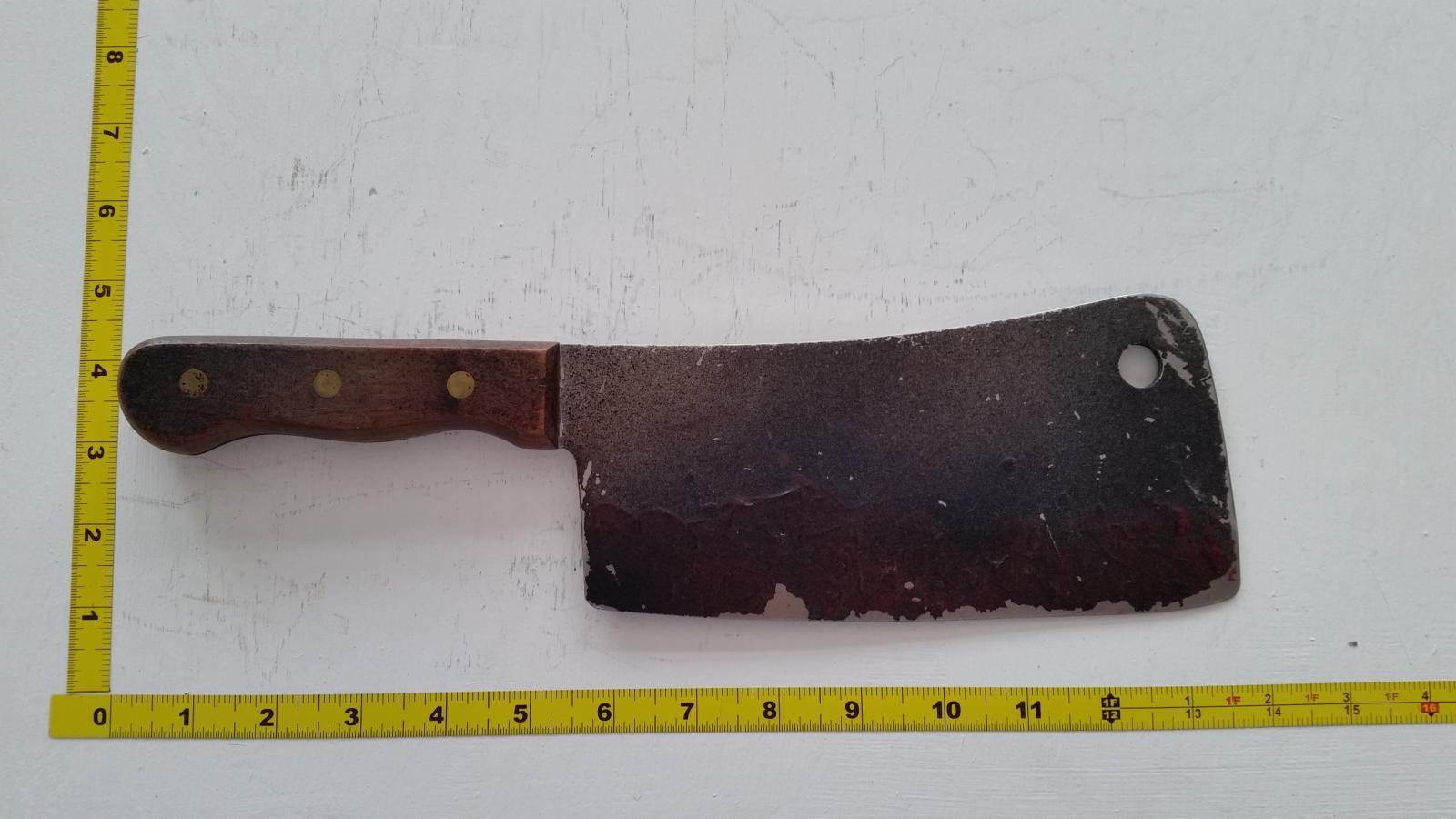 Old Beaten Up Heavy Kitchen Cleaver - NOT approved for blade-to-blade stage combat.