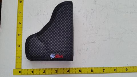 Small Fabric Holster. Fits in pants pocket, non-slip.