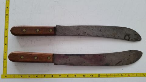 Old Weathered Machettes. We have 2. NOT approved for blade-to-blade stage combat.